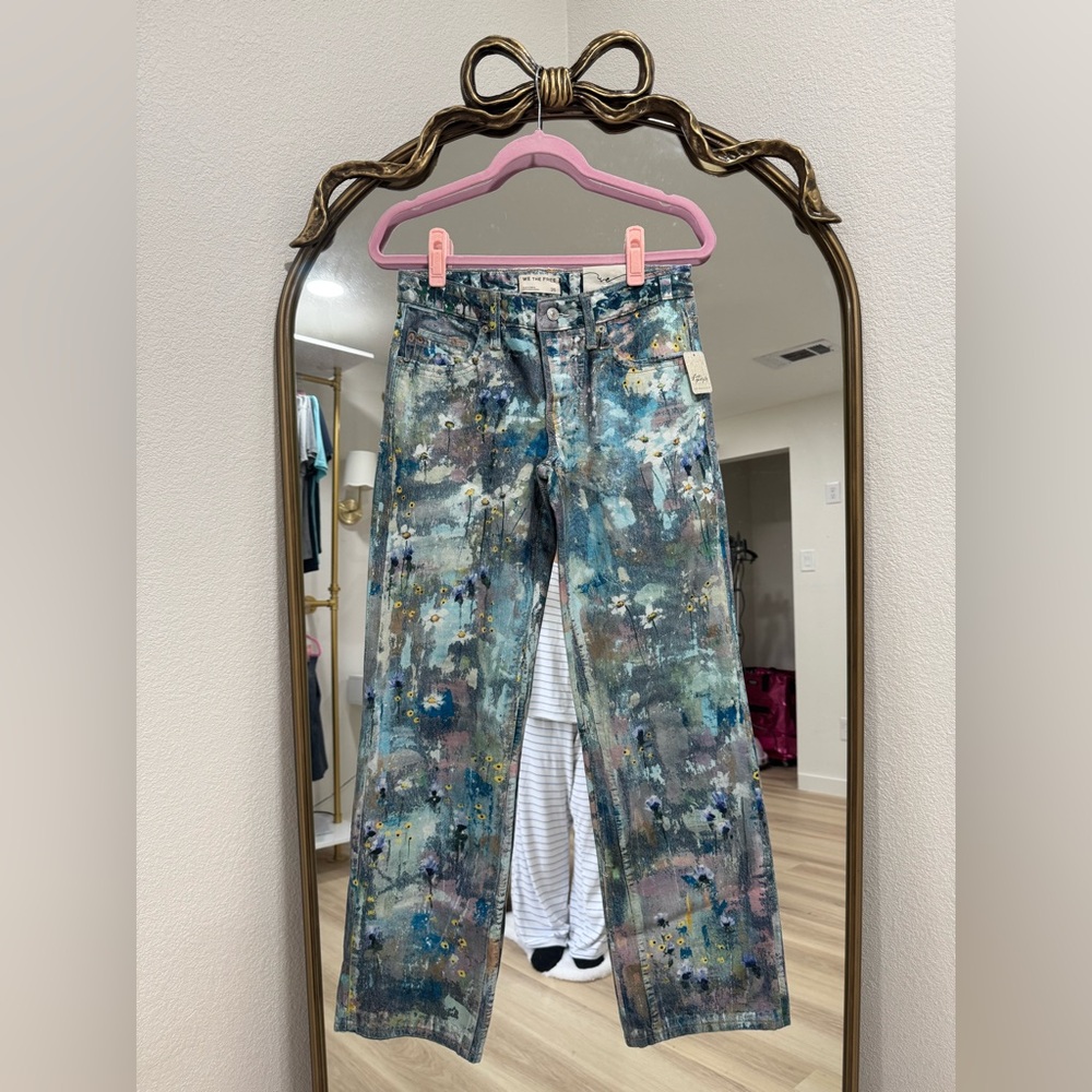 NWT Free People We The Free Tennessee Low-Rise Illusions Jeans floral canvas - Picture 4 of 9